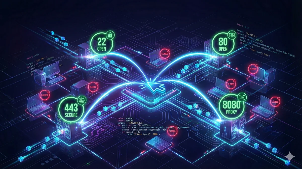Network port scanning visualization with Python code