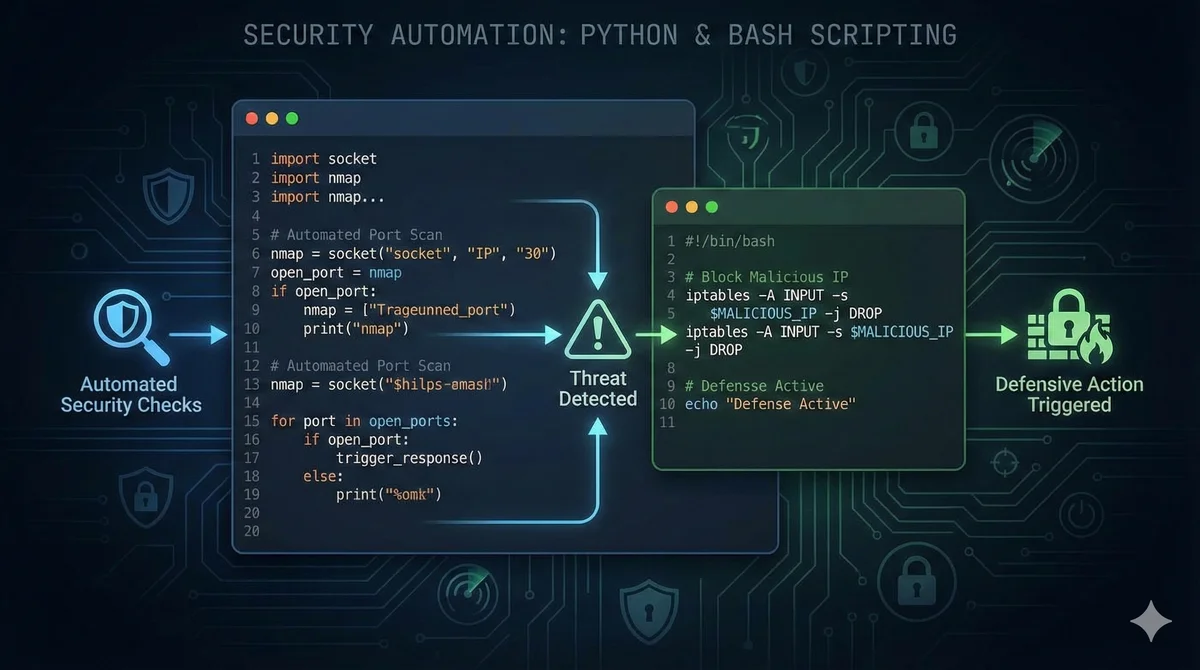 Python and Bash scripts executing security automation workflows