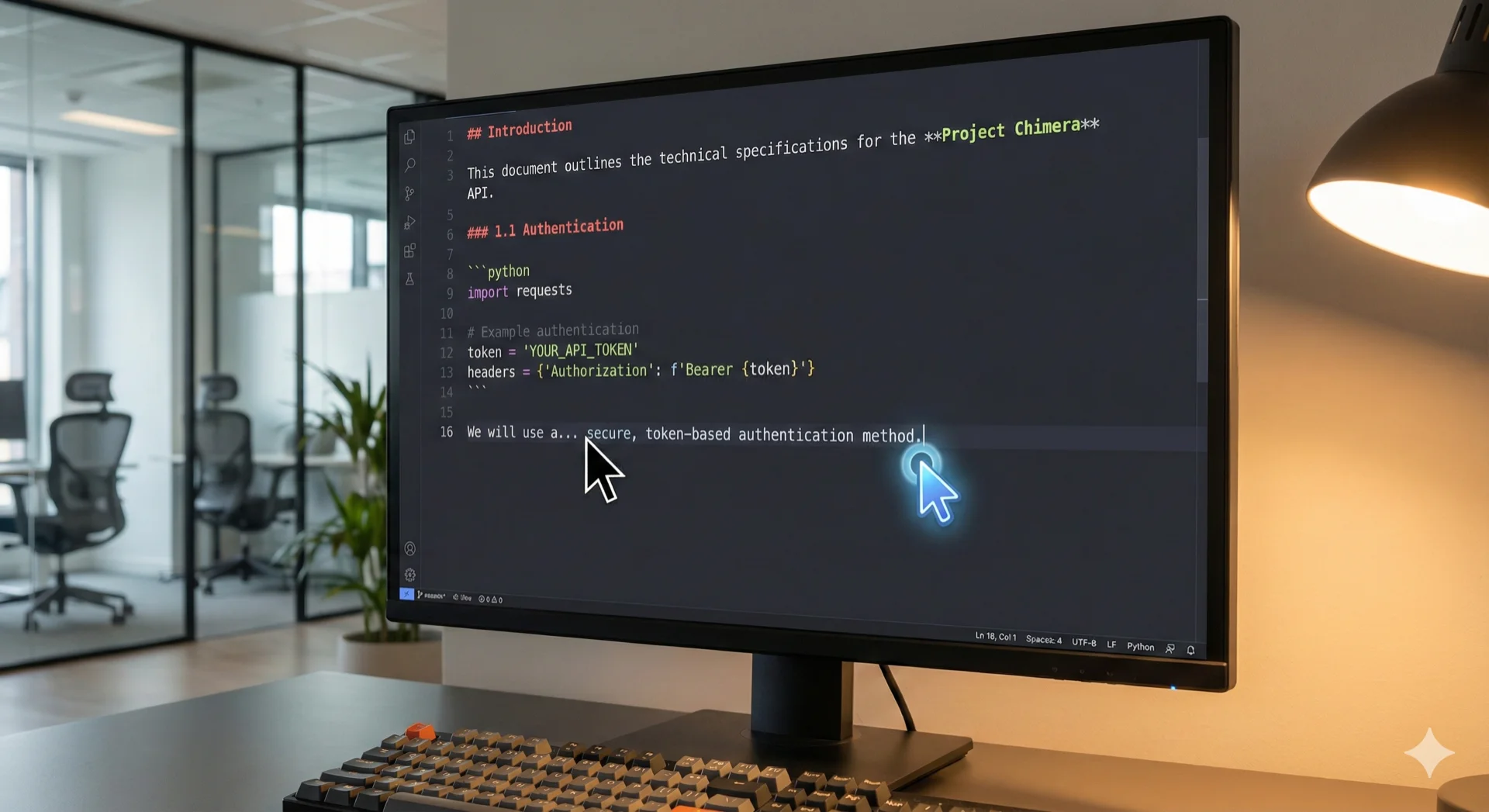A technical document being collaboratively written by human and AI