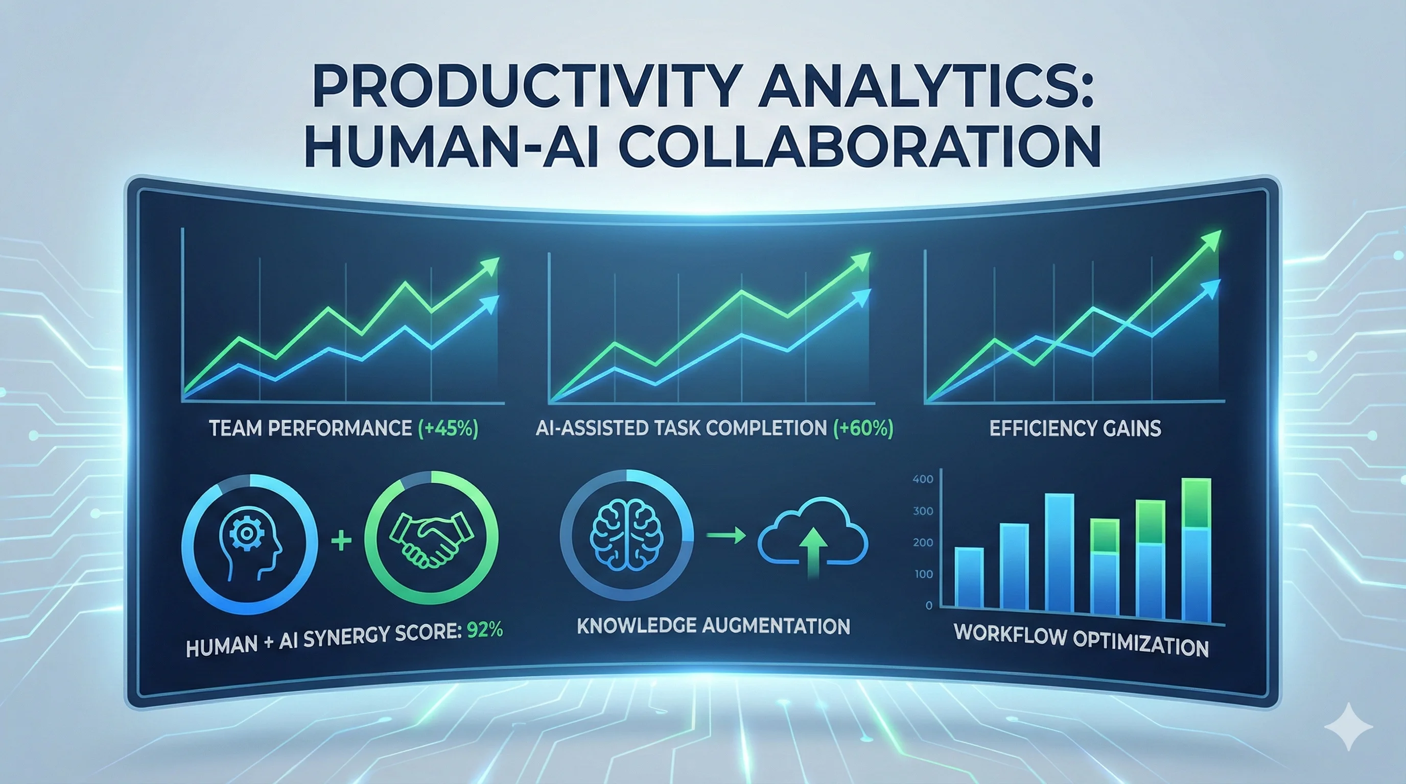 A dashboard showing productivity and quality metrics for AI-assisted development