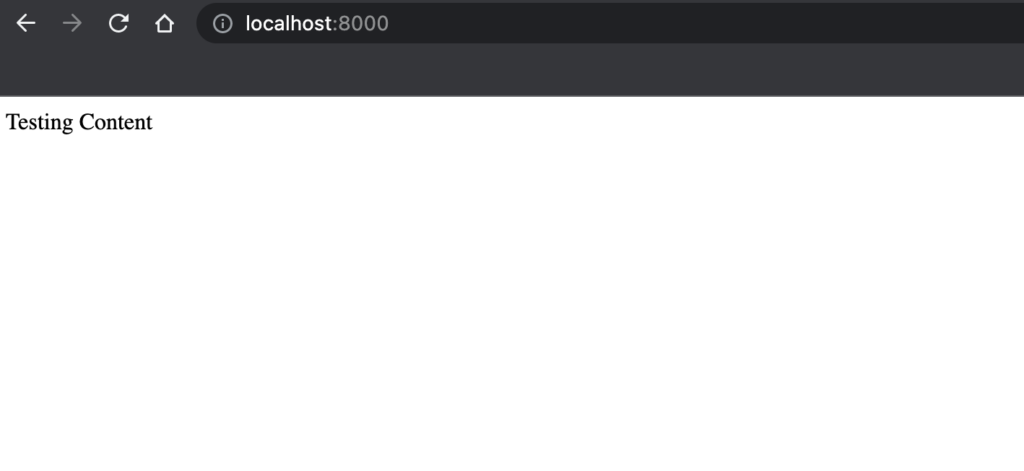 web browser screenshot showing Testing Content