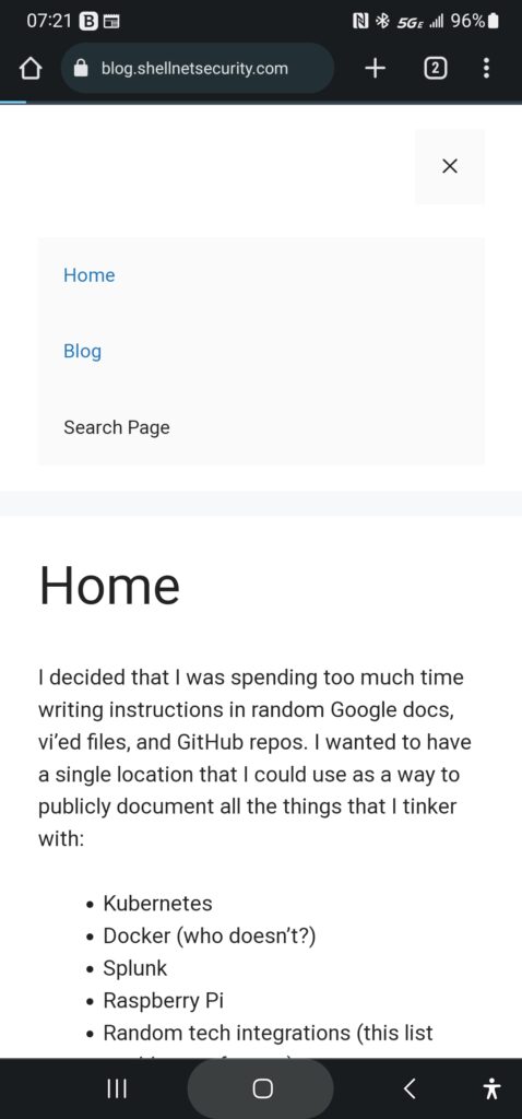 search page example navigation